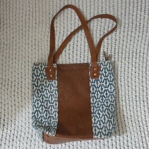 Stylish Brown and Blue Patterned Tote Bag